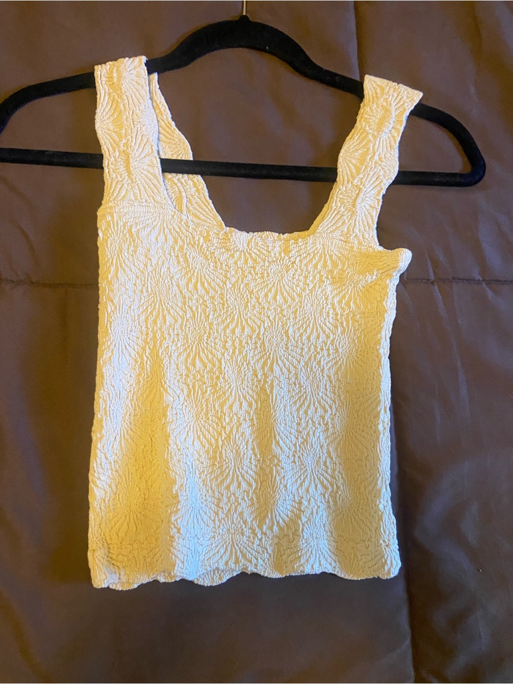 Together Cream Textured Square Neck Tank Top